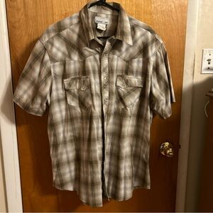 Wrangler Men's Brown Plaid Pearl Snap Western Shirt